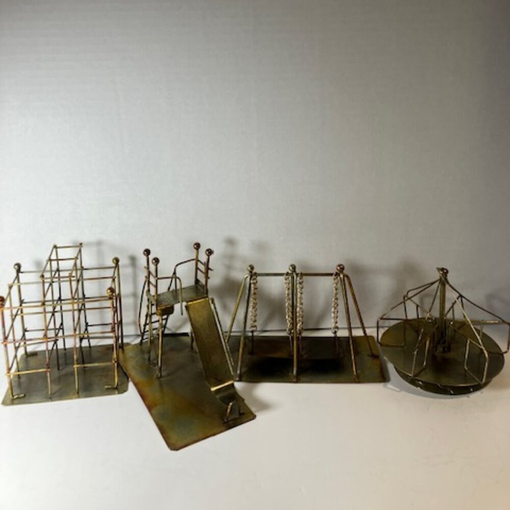 RARE 4 Piece Handcrafted Brass Playground Set Made for Six Flags Vintage - Picture 2 of 9